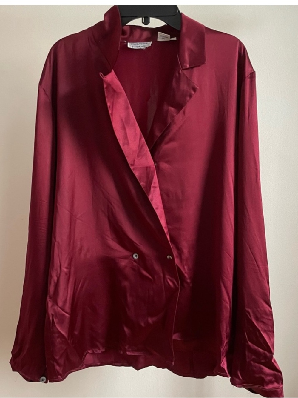 100% Silk Burgundy Button-Front Blouse